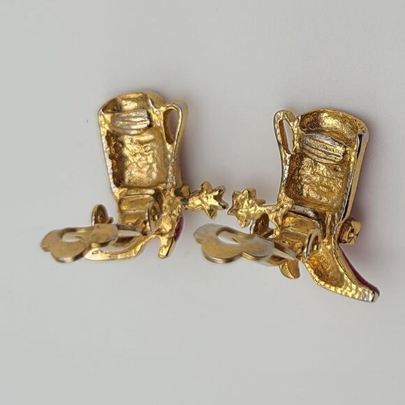 Rhinestone Red Boot clip on earrings - Picture 2 of 3